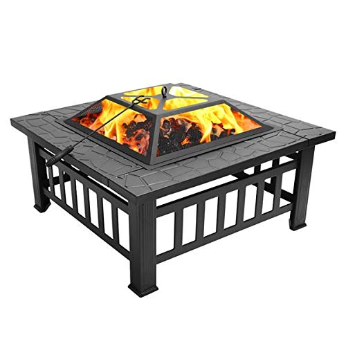 32-Inch Square Wood Burning Portable Metal Fire Pit T884068