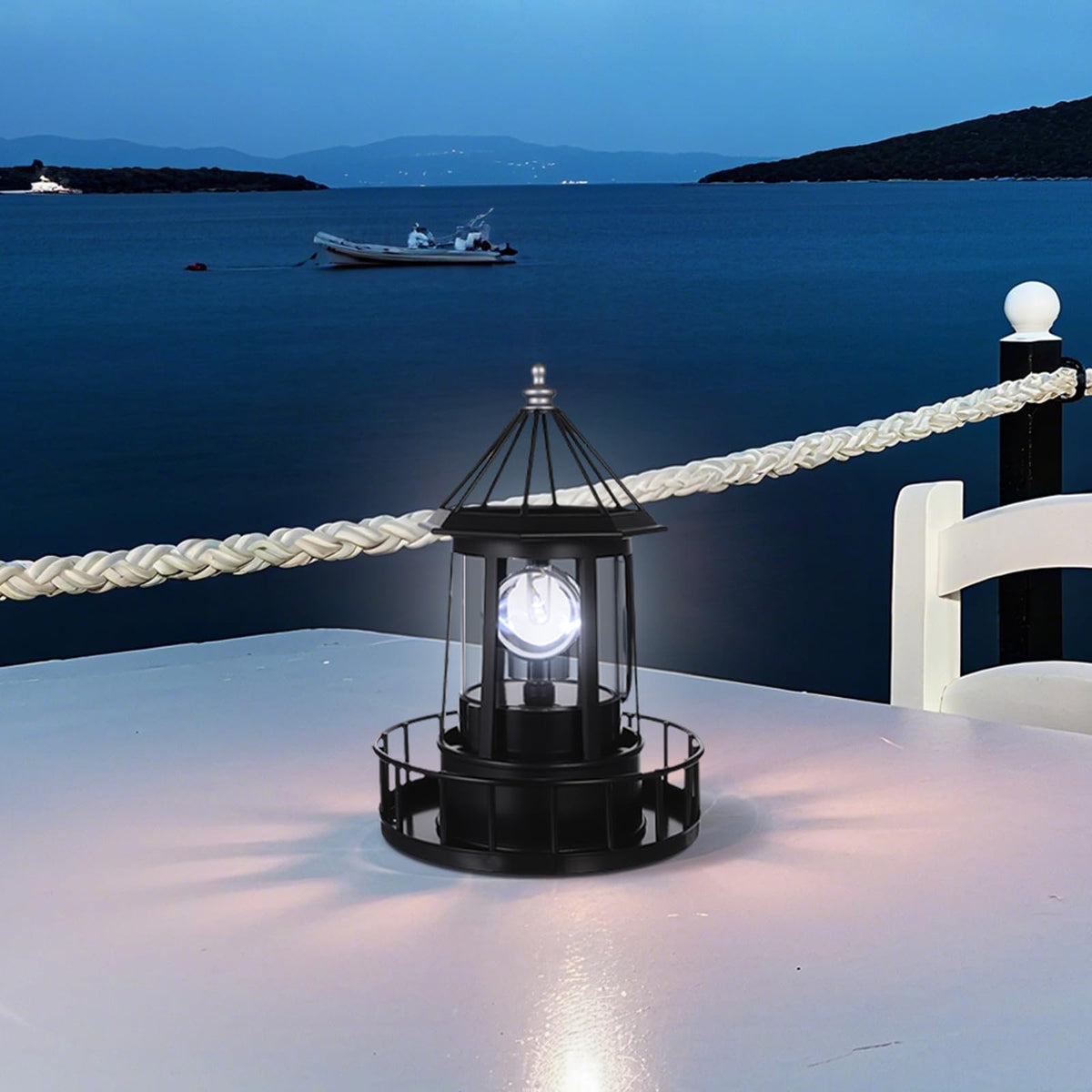 Solar Powered Rotating Lighthouse Decor Lamp S393