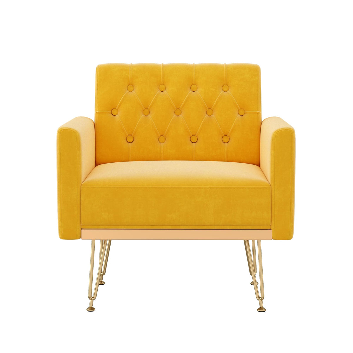 Velvet Upholstered Single Sofa Couch with Gold Metal Legs N75989