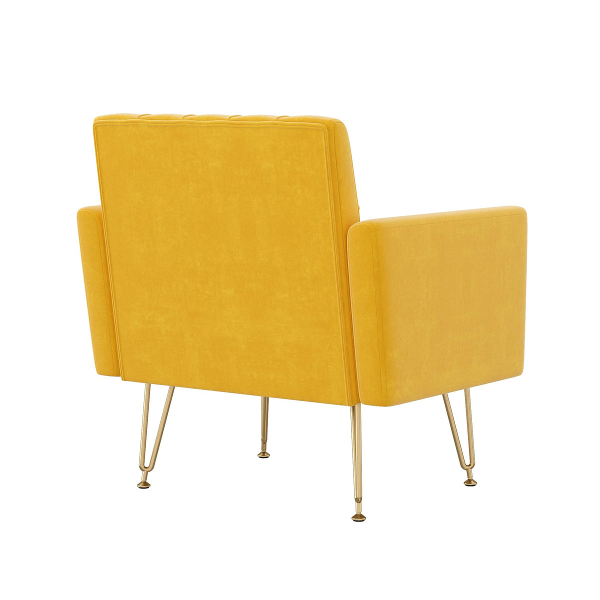 Velvet Upholstered Single Sofa Couch with Gold Metal Legs N75989
