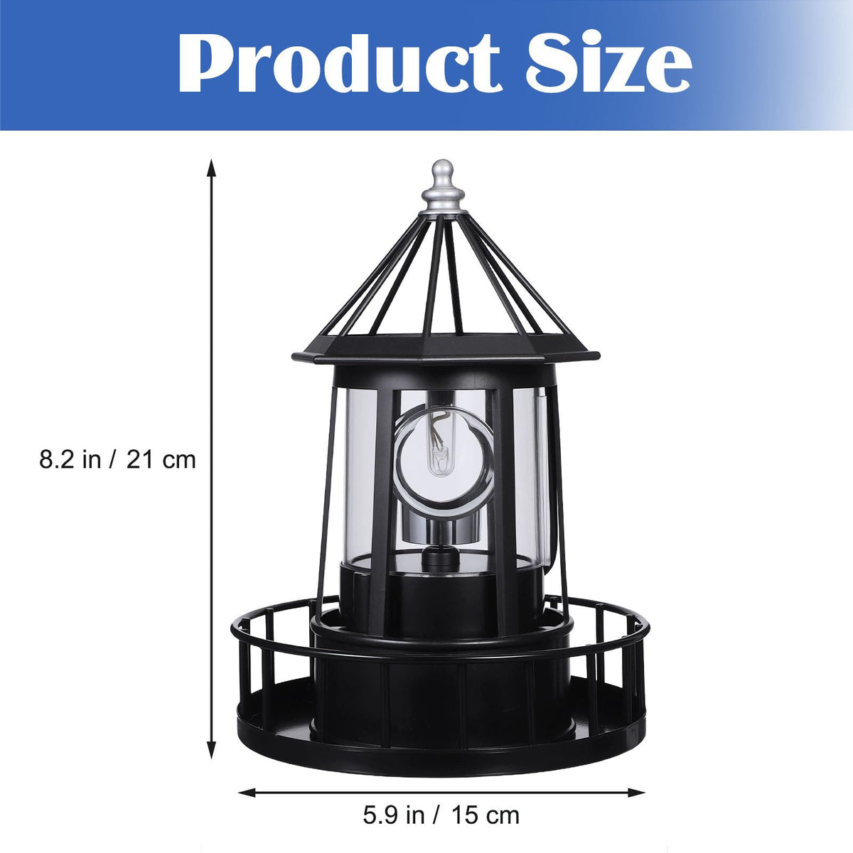 Solar Powered Rotating Lighthouse Decor Lamp S393