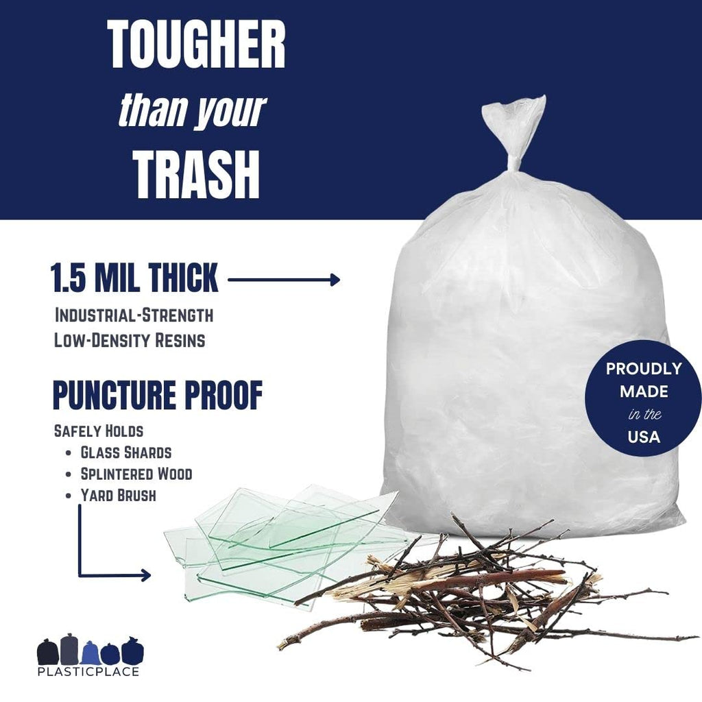 40-45 Gallon Clear 1.5 Mil Trash Bags 100 Count G77585