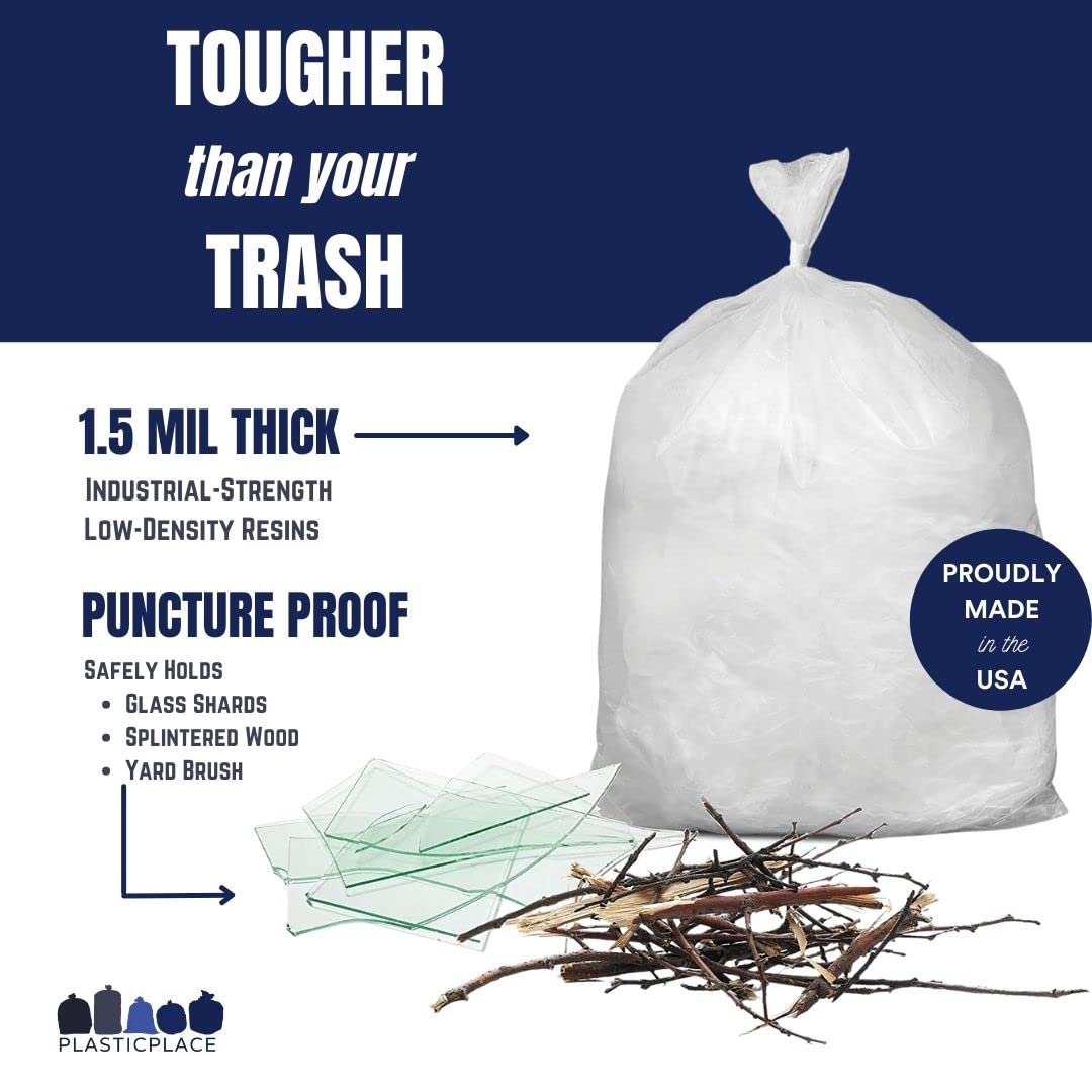 40-45 Gallon Clear 1.5 Mil Trash Bags 100 Count G77585