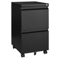 2 Drawer Black Metal Mobile File Cabinet with Lock F21901