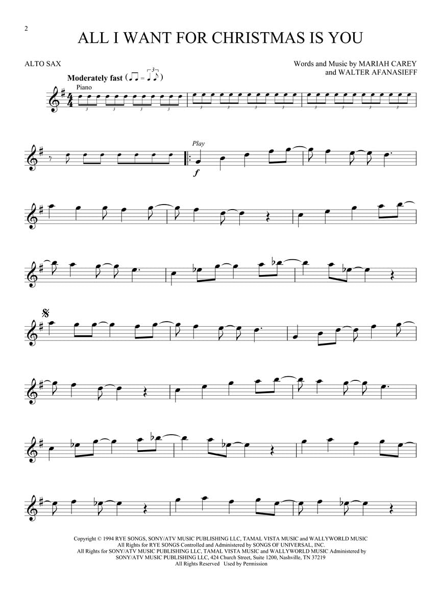 Alto Sax Sheet Music Songbook Z774