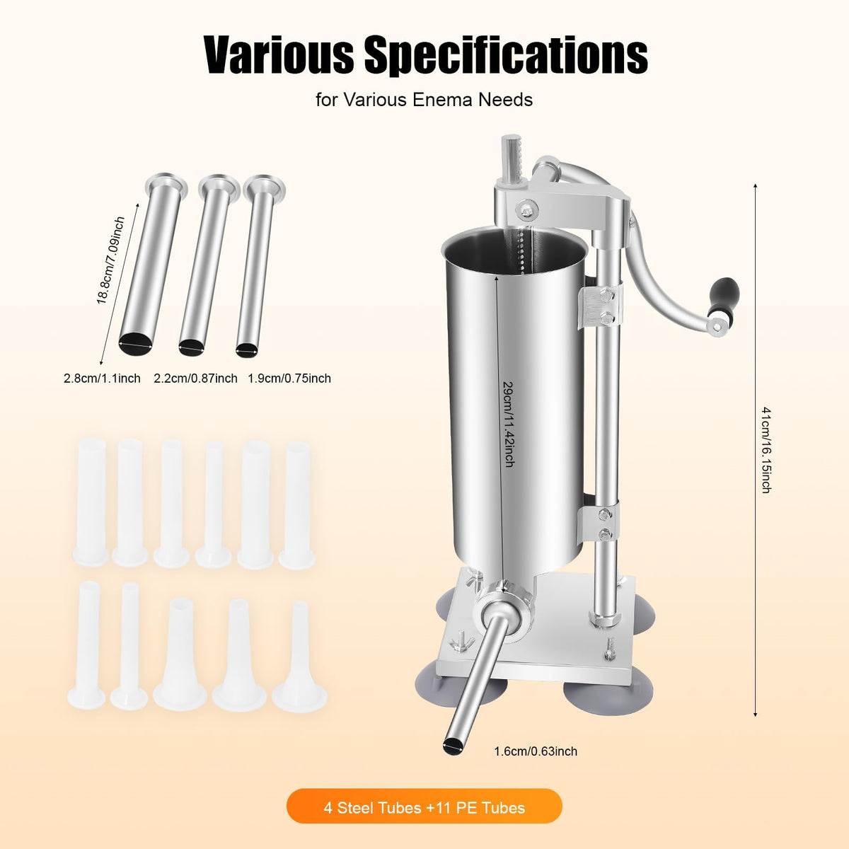 6Lbs Stainless Steel Vertical Sausage Stuffer with 6 Tubes U5932