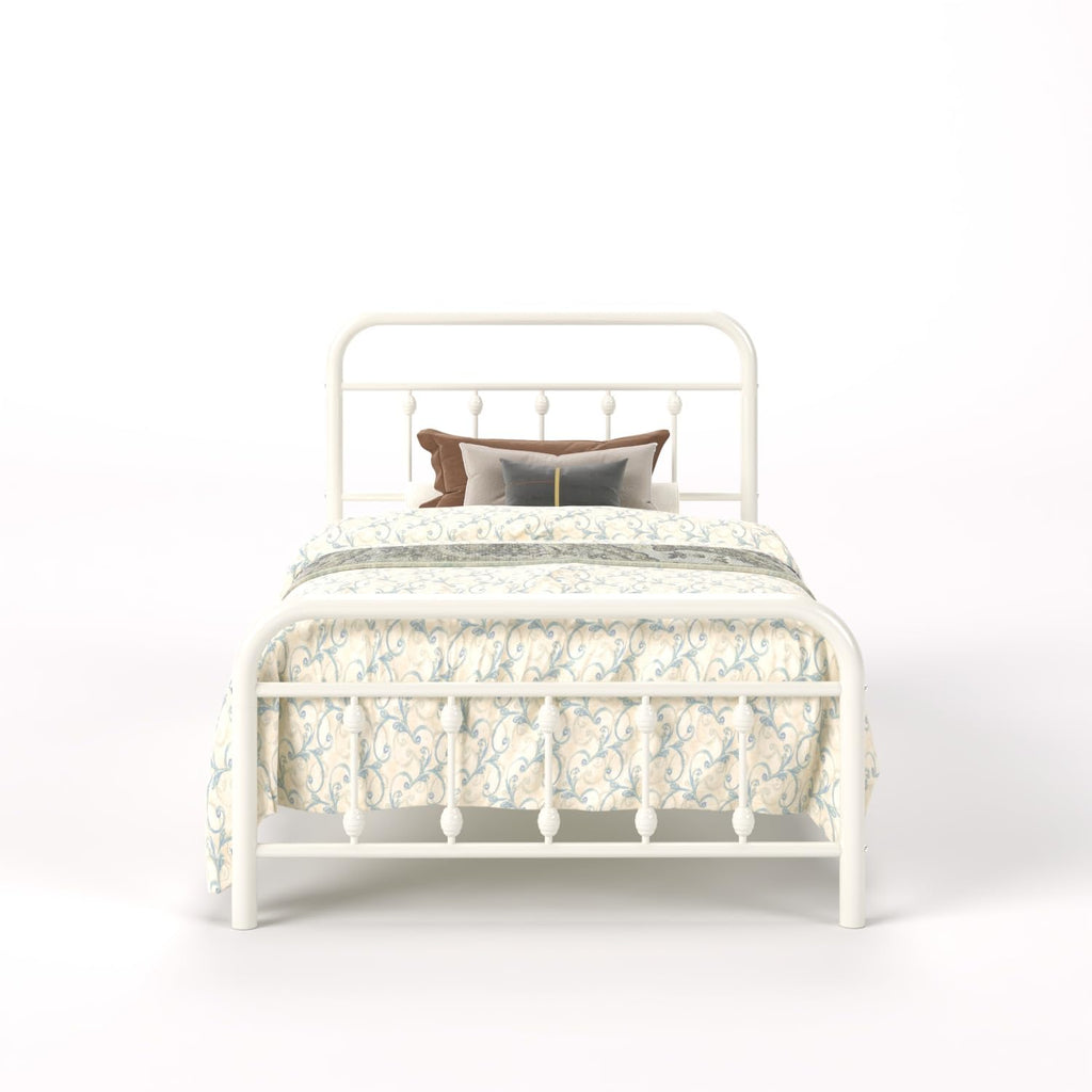Twin Metal Bed Frame with Victorian Iron-Art Headboard T89137