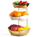 3 Tier Ceramic Fruit Bowl with Metal Stand J31120