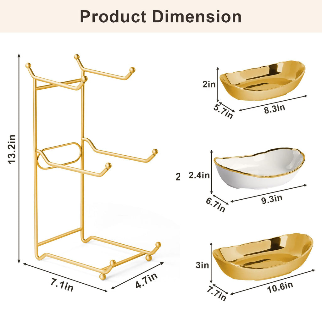 3 Tier Ceramic Fruit Bowl with Metal Stand J31120