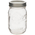 Clear Glass Mason Jars with Silver Lids, 16 oz, Set of 12 A360521