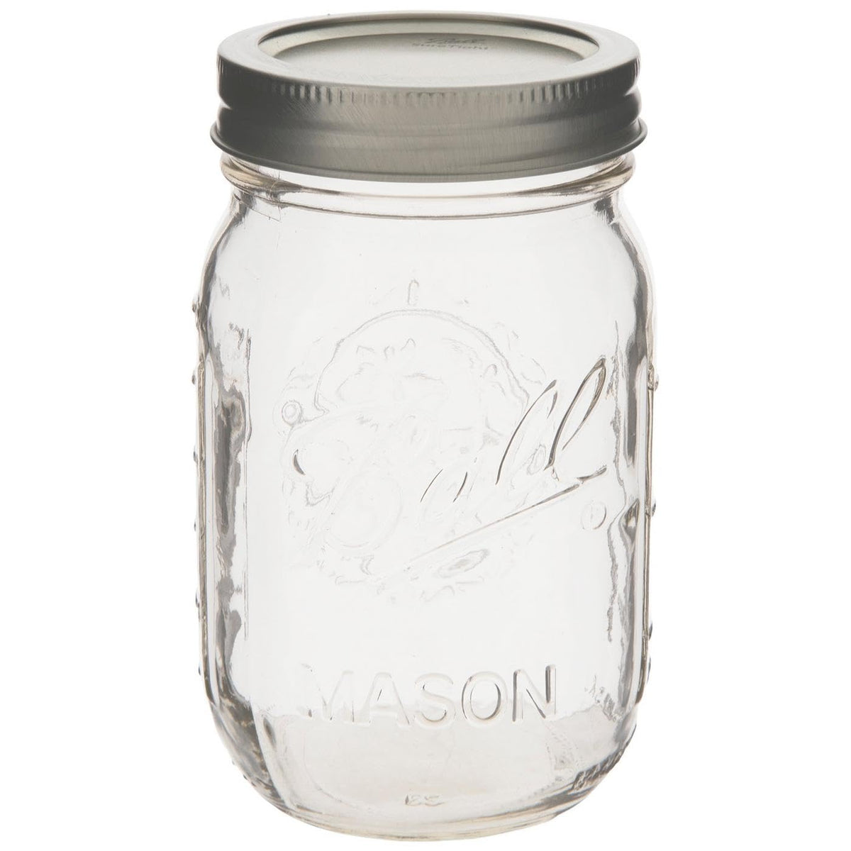 Clear Glass Mason Jars with Silver Lids, 16 oz, Set of 12 A360521