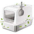 XL Stainless Steel Cat Litter Box with Lid J99579
