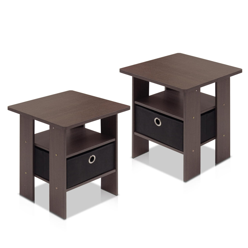 Brown 3-Tier Square Side Table Set of 2 S4651