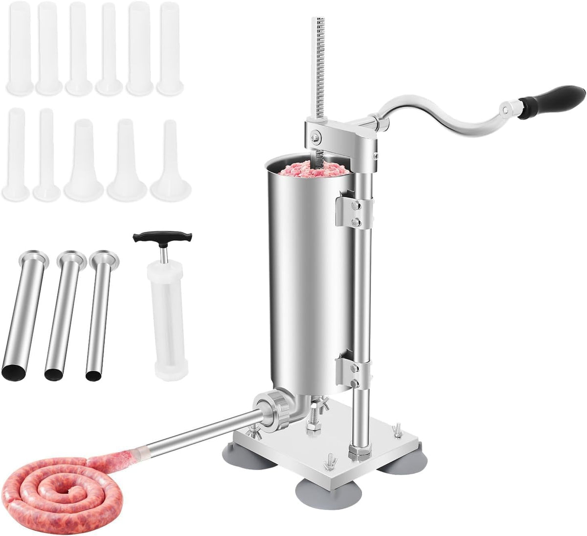 6Lbs Stainless Steel Vertical Sausage Stuffer with 6 Tubes U5932