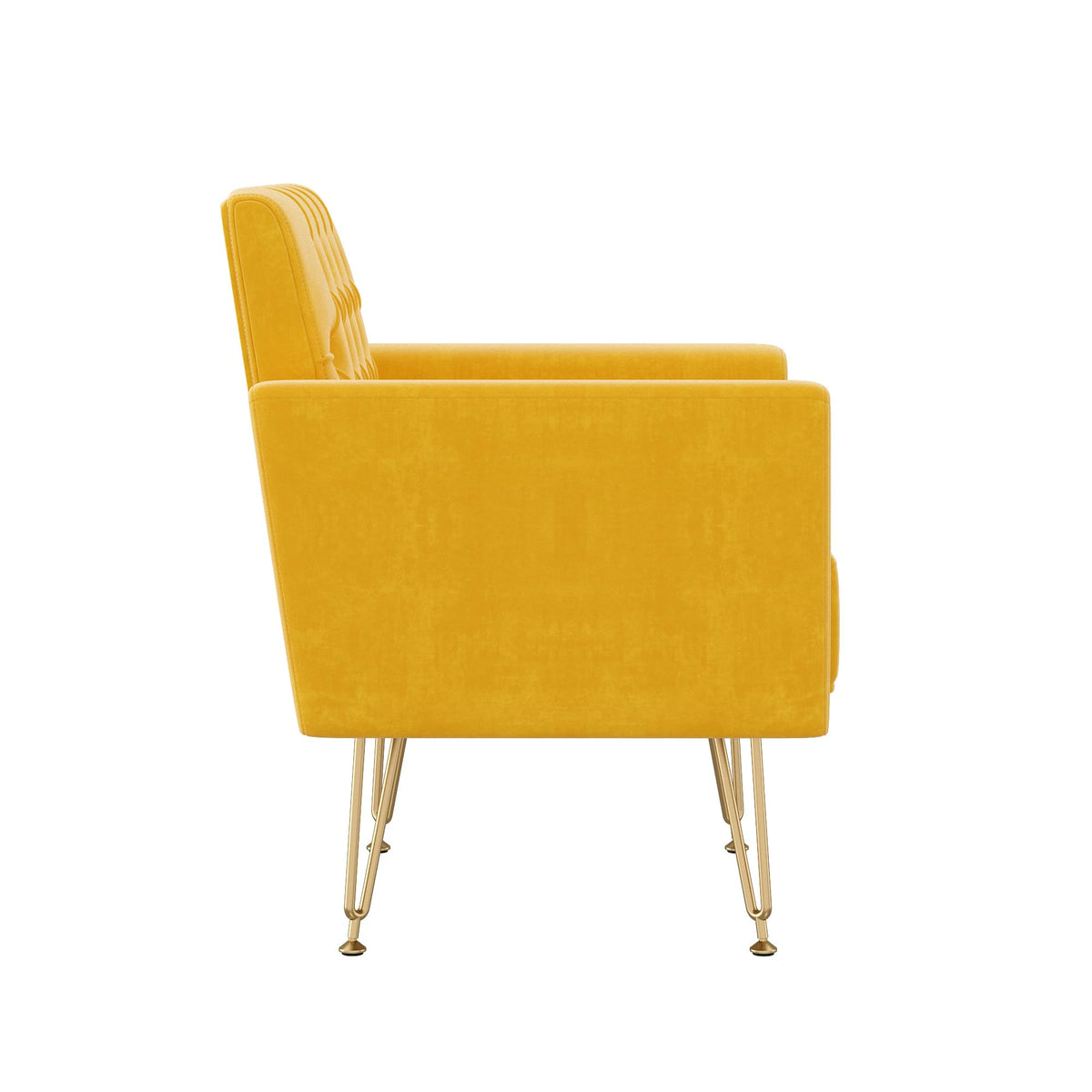 Velvet Upholstered Single Sofa Couch with Gold Metal Legs N75989