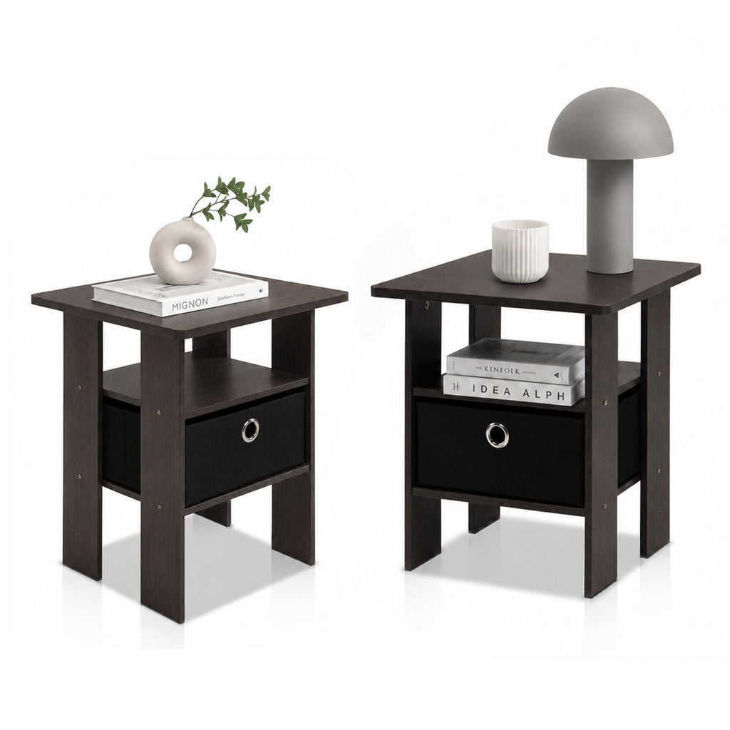 Brown 3-Tier Square Side Table Set of 2 S4651