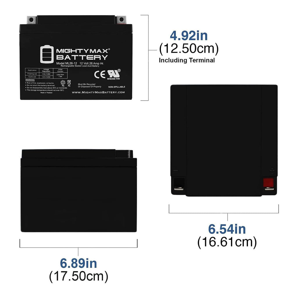 12V 26AH Sealed Lead Acid Battery 4 Pack X82379
