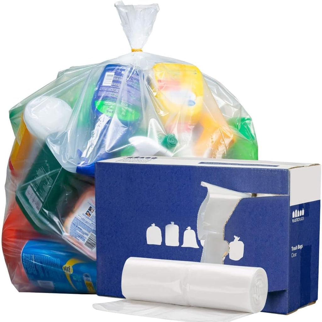 40-45 Gallon Clear 1.5 Mil Trash Bags 100 Count G77585