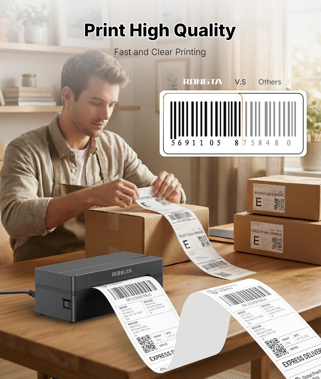Bluetooth Thermal Shipping Label Printer 4x6 D137
