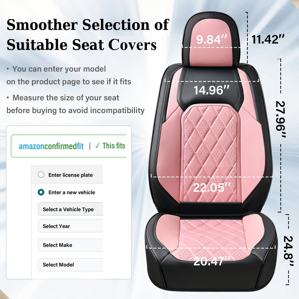 Waterproof Faux Leather Pink & Black Car Seat Covers Full Set B9657