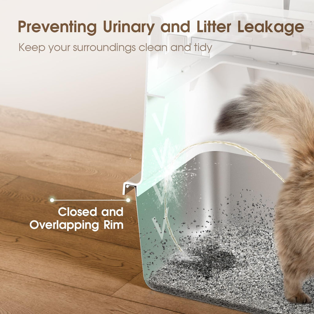 XL Stainless Steel Cat Litter Box with Lid J99579