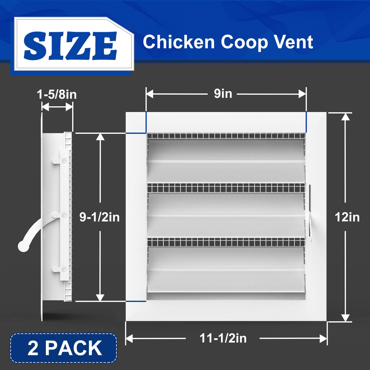 Adjustable Aluminum Alloy Gable Vent with Mesh Screen X73401