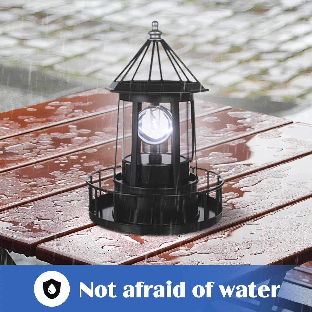 Solar Powered Rotating Lighthouse Decor Lamp S393