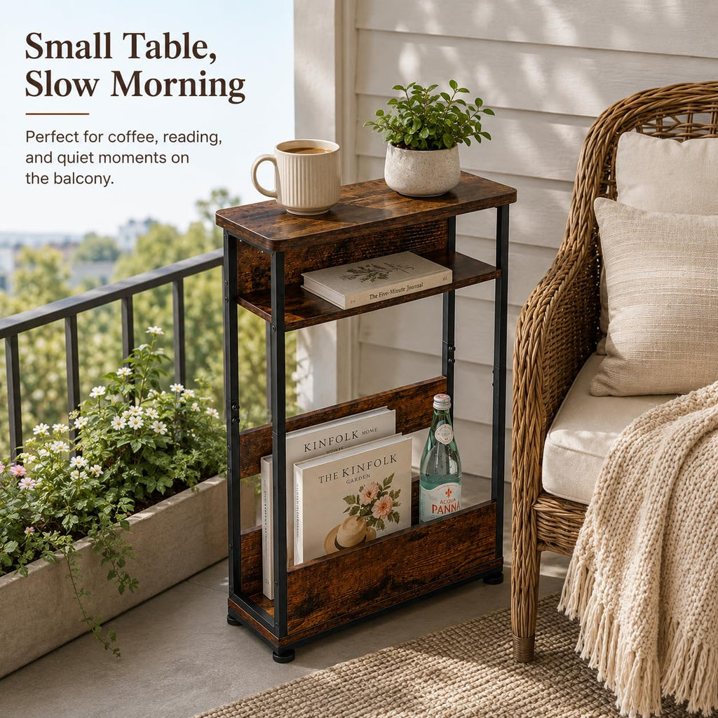 Narrow 3-Tier Side Table with Storage Shelf J855