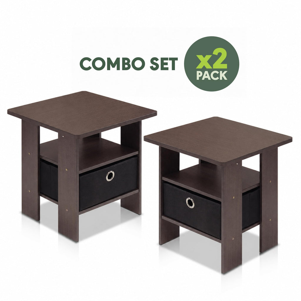 Brown 3-Tier Square Side Table Set of 2 S4651