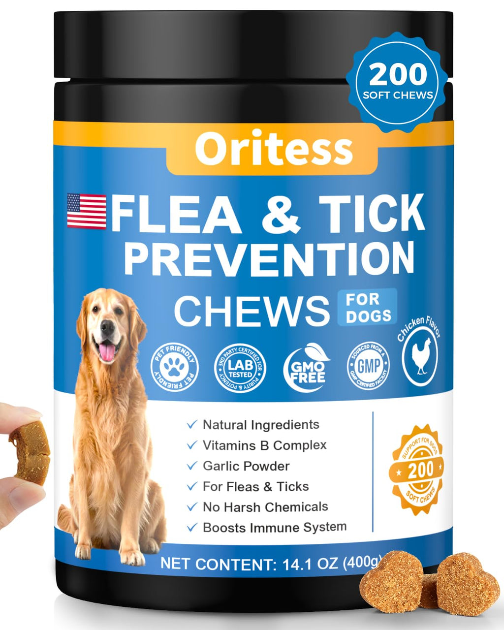 Flea and Tick Prevention for Dogs 200 Soft Chews Chicken Flavor B143