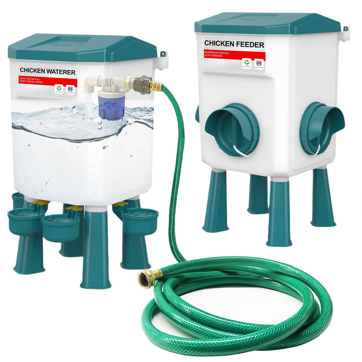 Automatic Chicken Waterer & No Waste Feeder Kits, 3 Gallon E47542