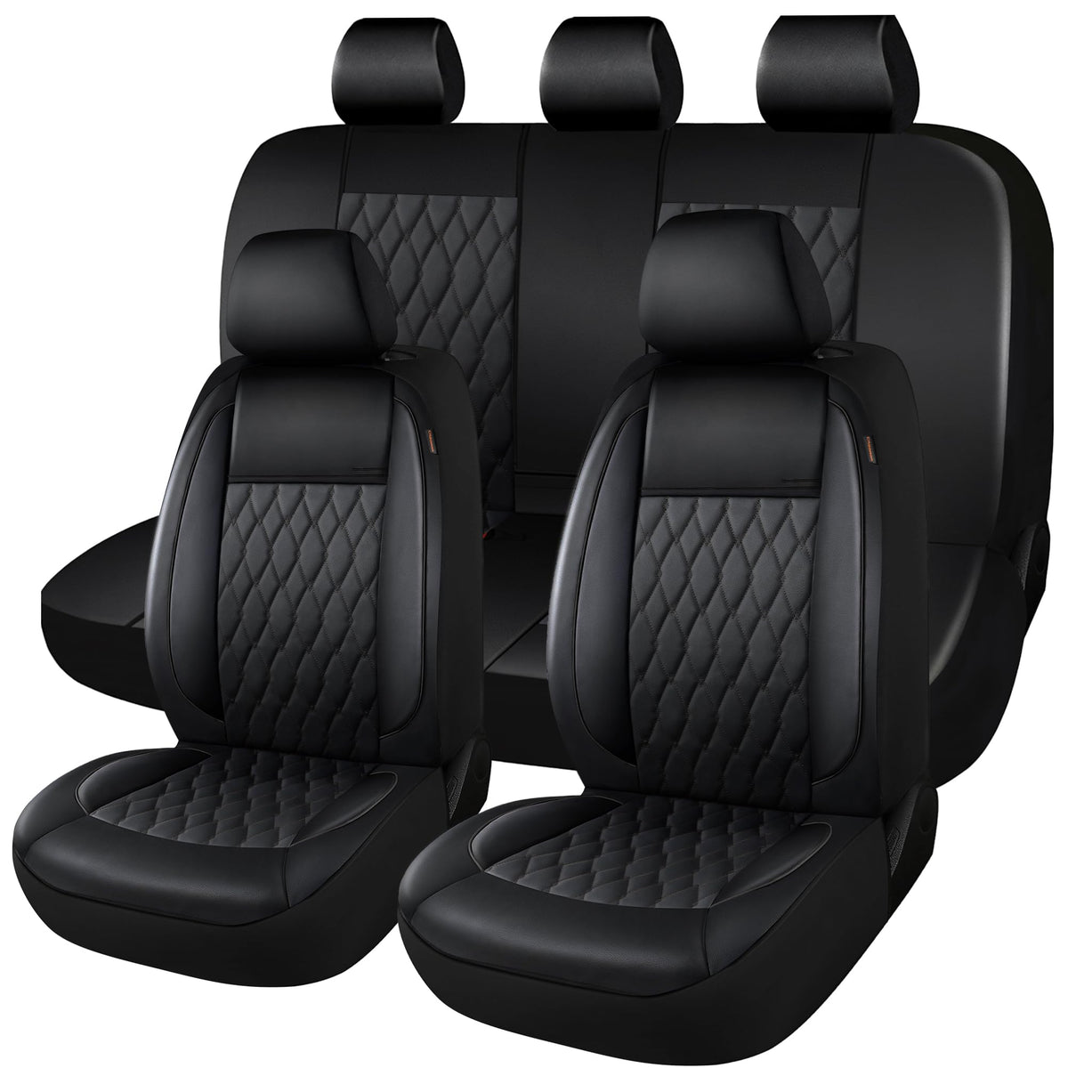 Faux Leather Car Seat Covers Full Set 5-Seat Black A298