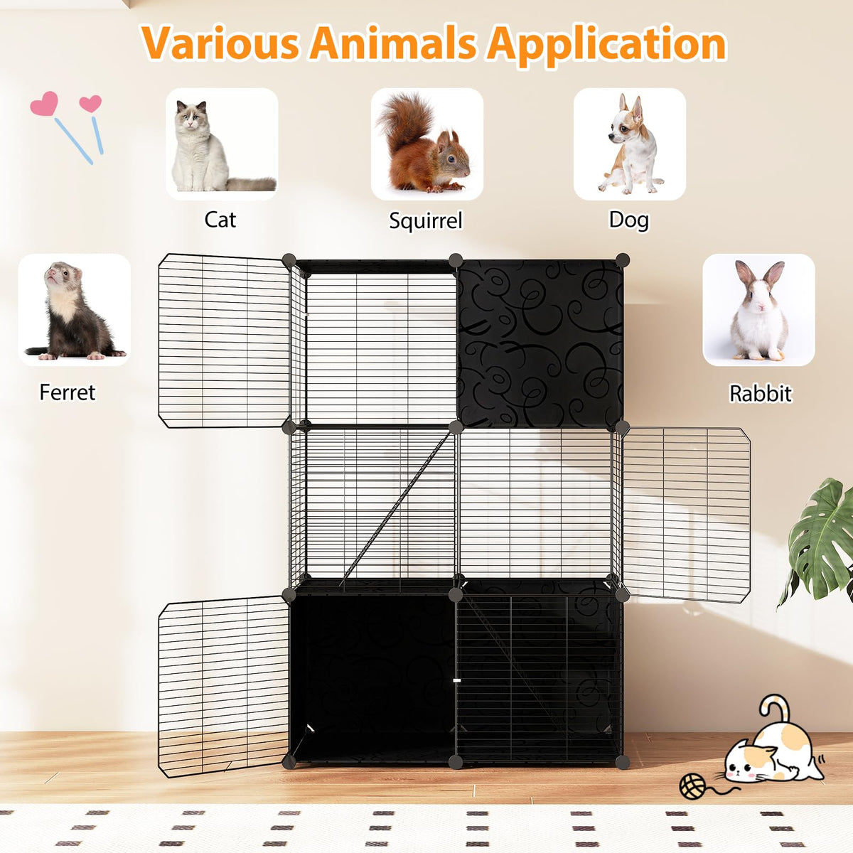 3-Tier Detachable Metal Wire Cat Cage O5419