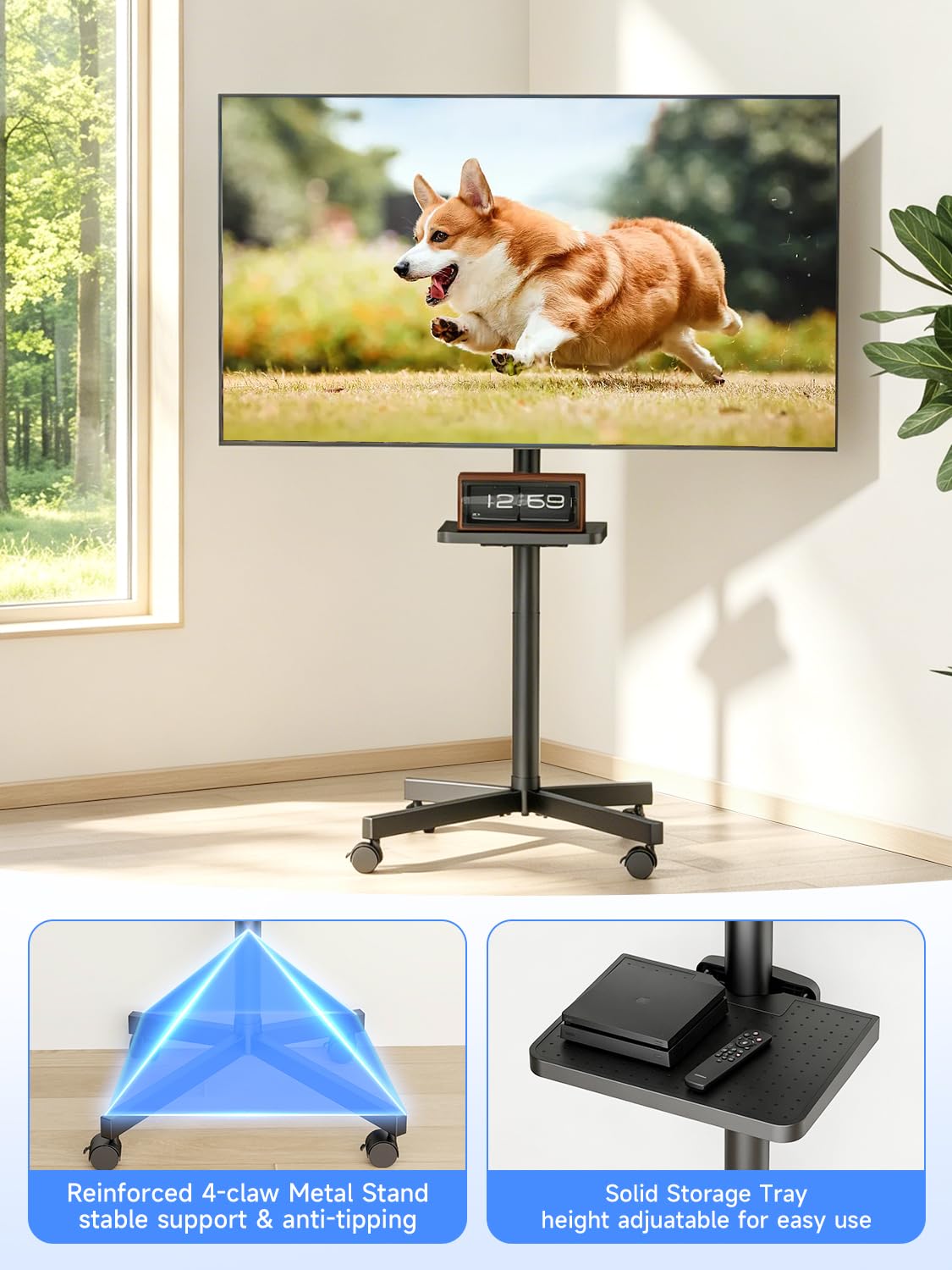Height Adjustable Rolling TV Stand J546022