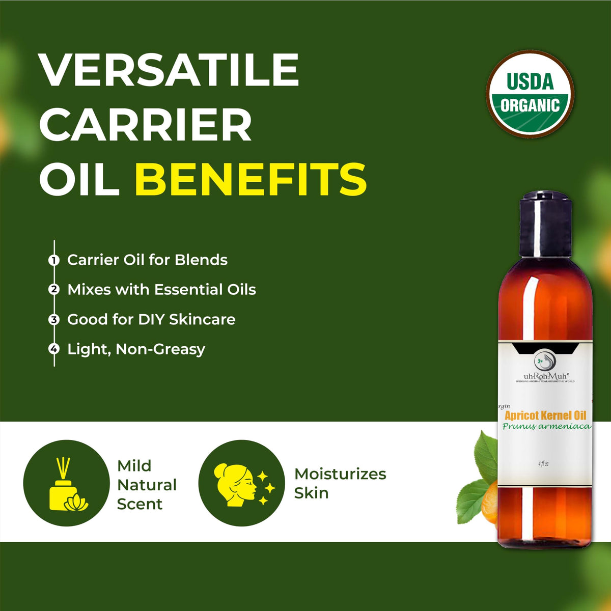 Cold Pressed Apricot Kernel Carrier Oil 4 Fl Oz U9033
