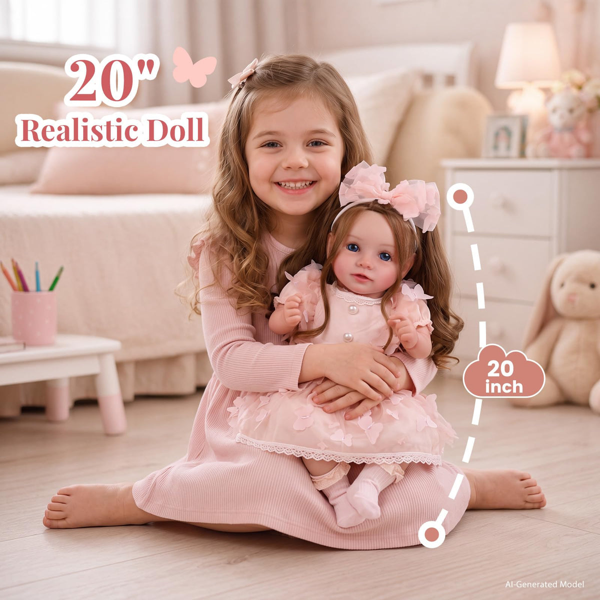 20 Inch Reborn Baby Dolls with Brown Hair Z862427