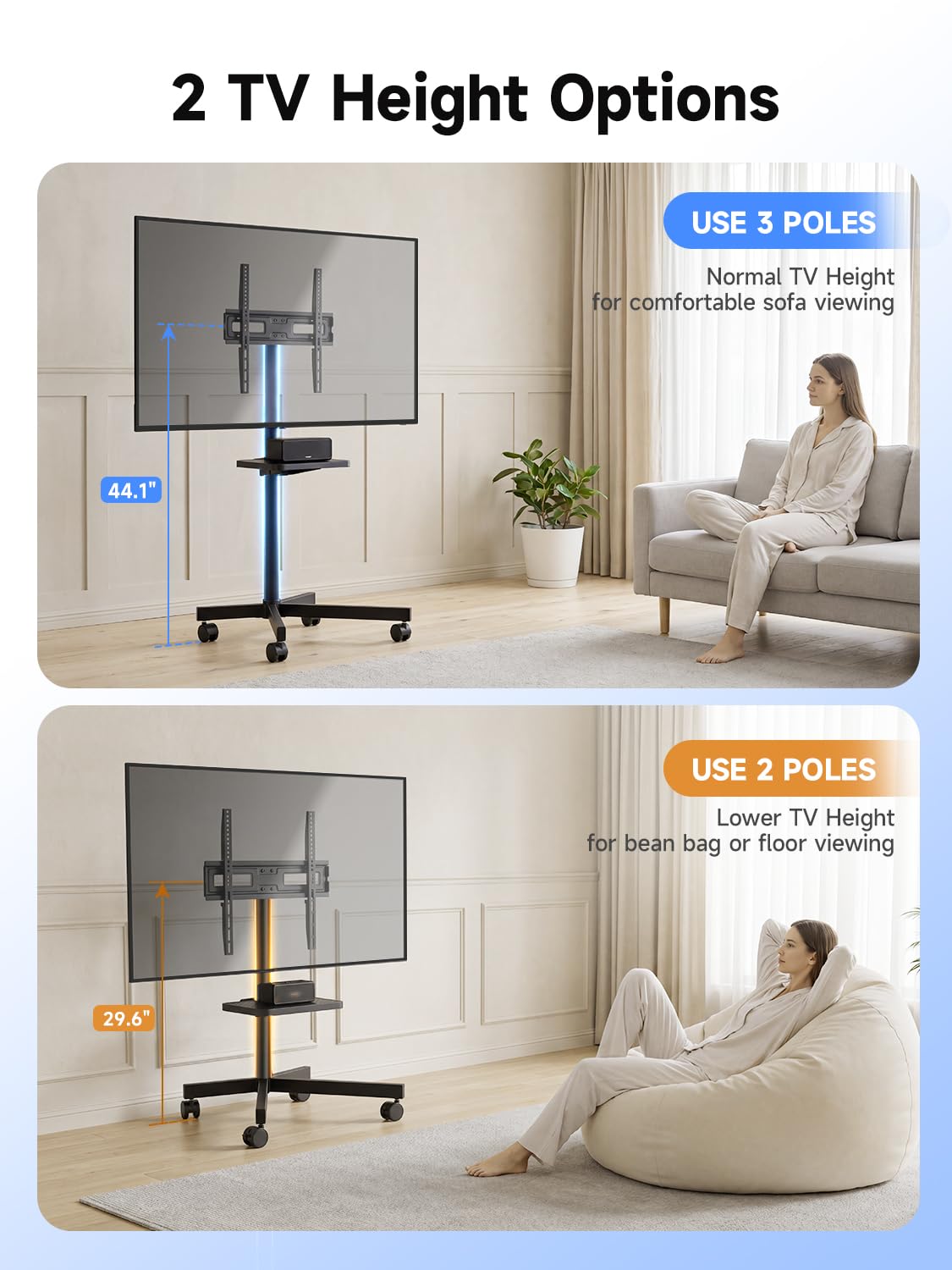 Height Adjustable Rolling TV Stand J546022