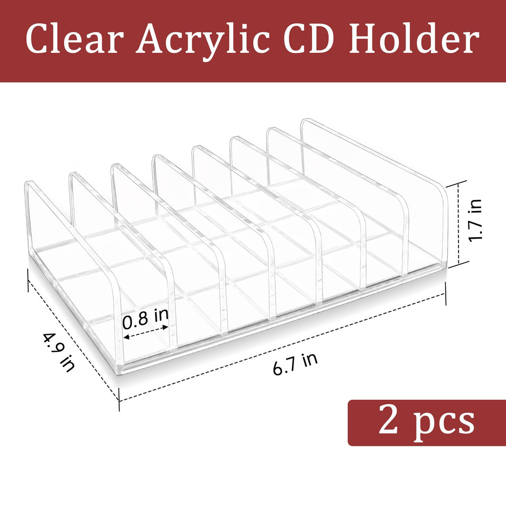 2 Pcs Clear Acrylic CD Holder U538319