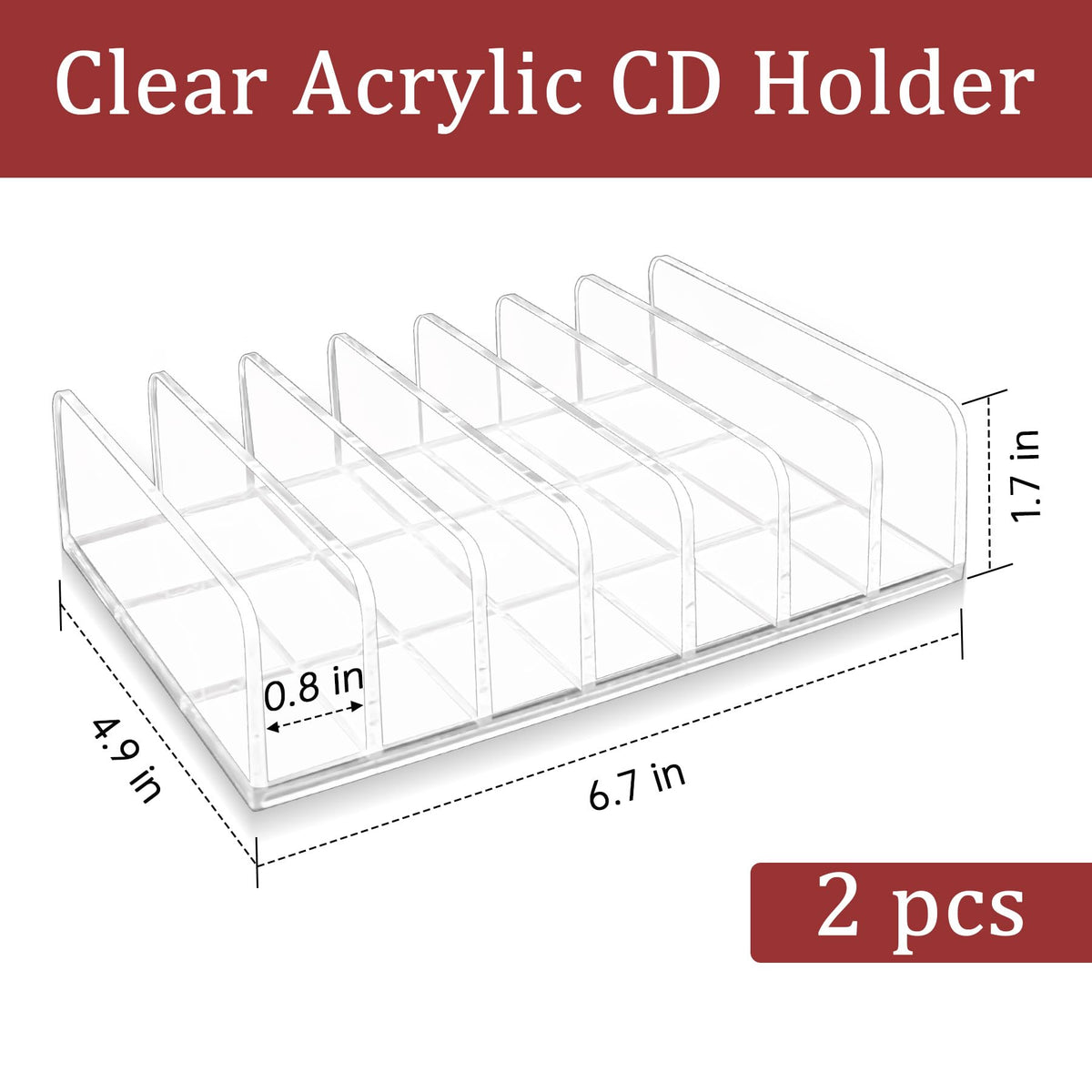 2 Pcs Clear Acrylic CD Holder U538319
