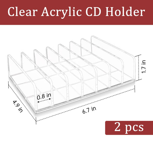 2 Pcs Clear Acrylic CD Holder U538319