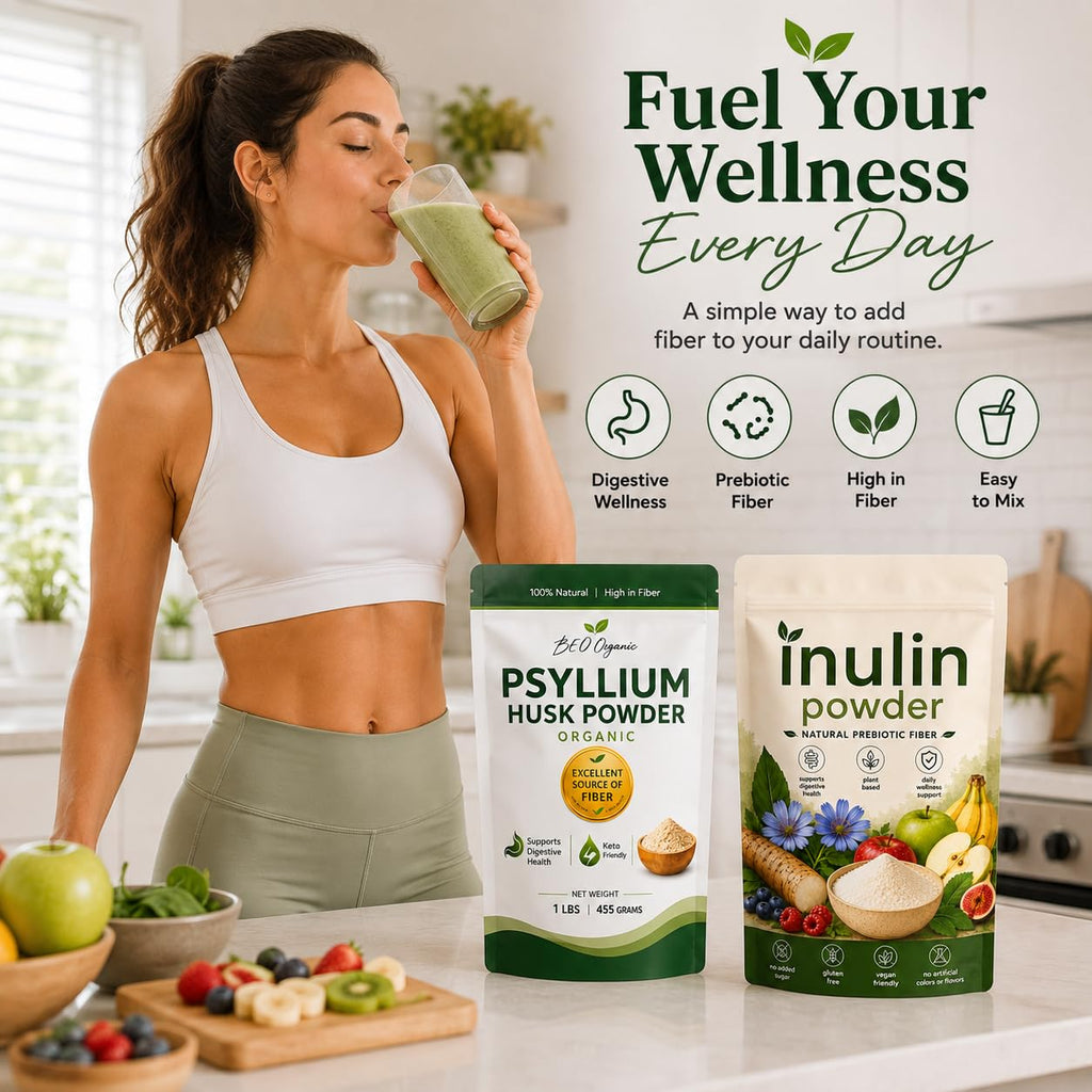 Organic Psyllium Husk Powder and Inulin Powder 2 Pack 1 lb Unflavored J58773