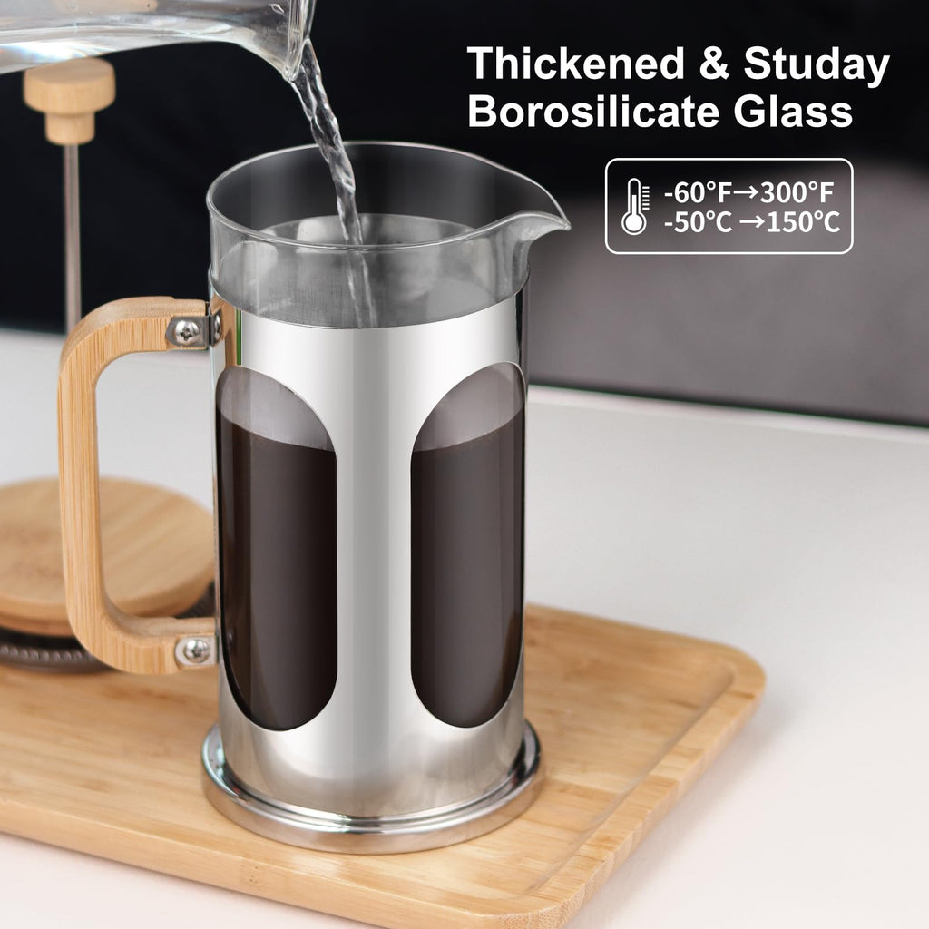 34 oz Borosilicate Glass French Press Coffee Maker Y725186