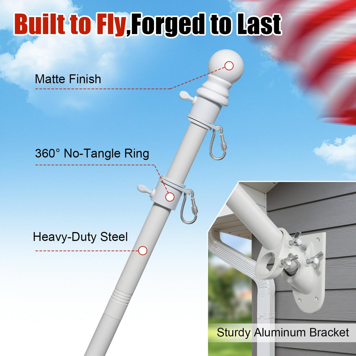 5ft Heavy Duty Stainless Steel Flag Pole F1928