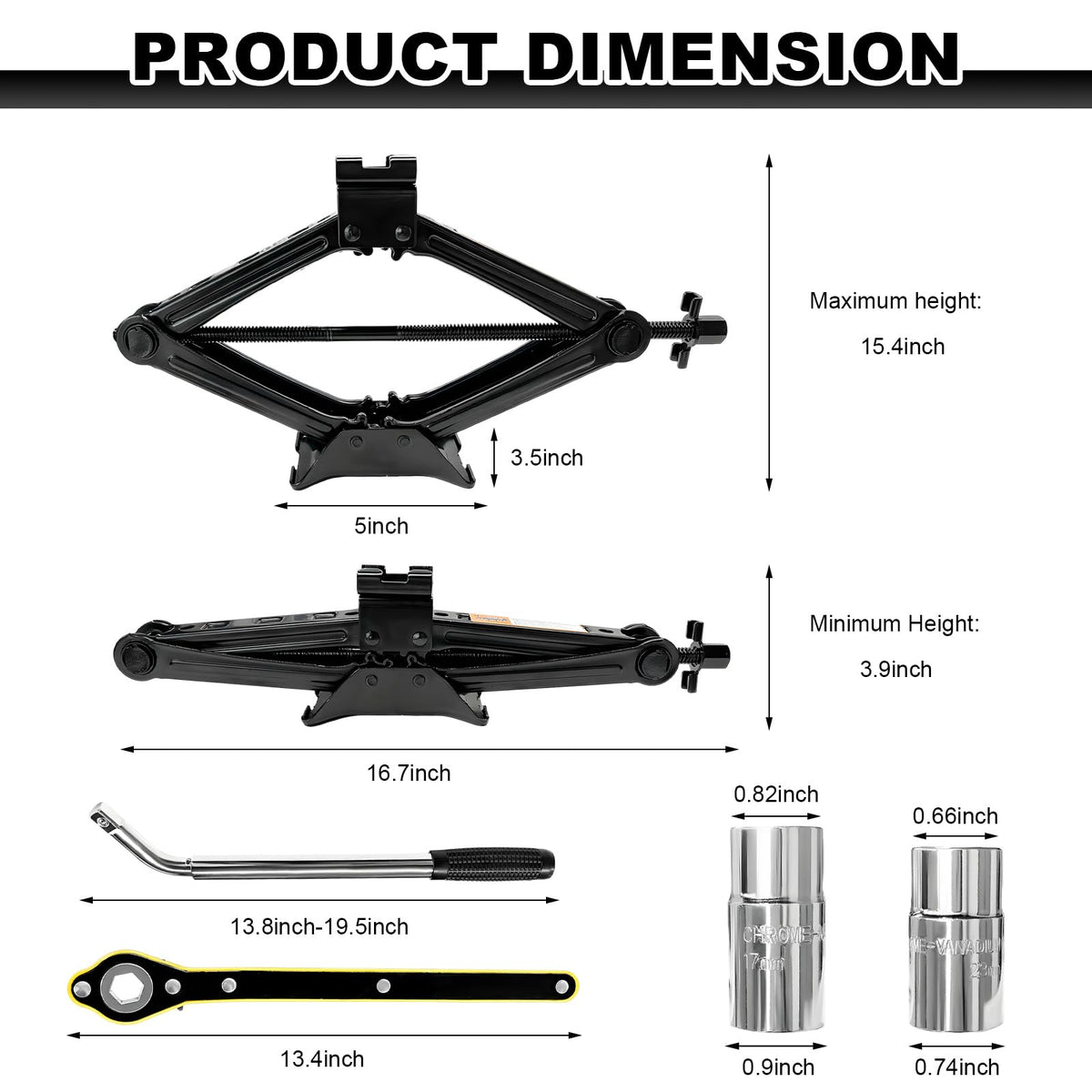 2 Ton Scissor Jack Kit with Lug Wrench W9374
