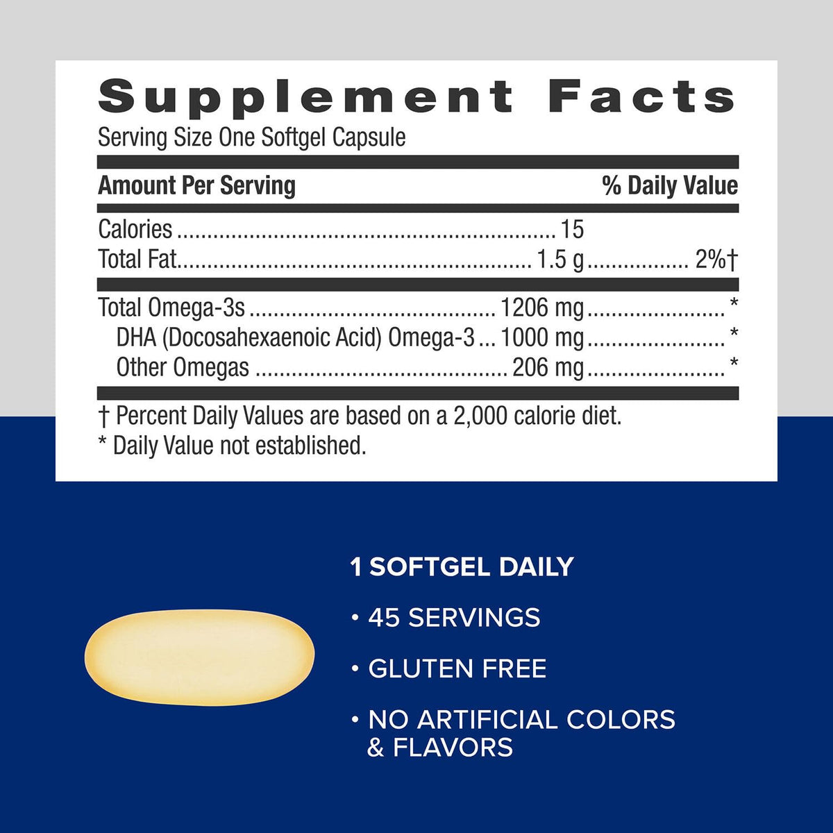 DHA 1000 Omega 3 Supplement 45 Softgels K738489