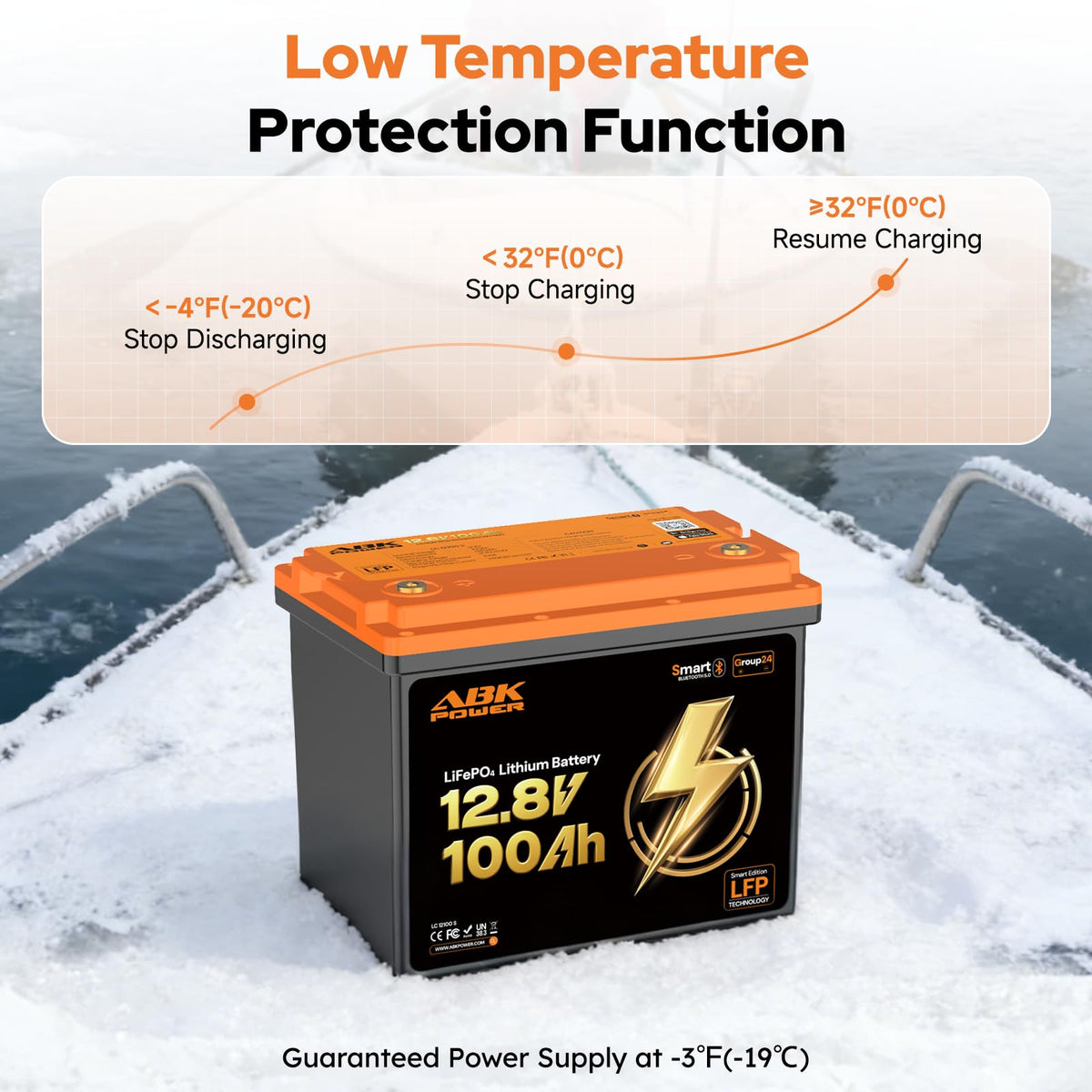 12V 100Ah LiFePO4 Lithium Battery with Bluetooth Monitoring & Low-Temp Protection V156