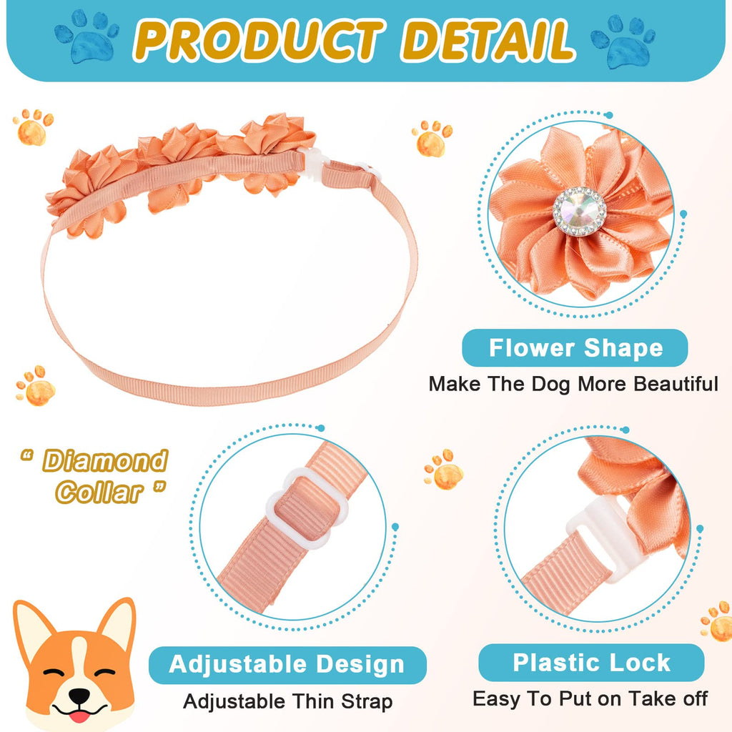 80 Pcs Dog Bowtie Flower Collar Adjustable W496305