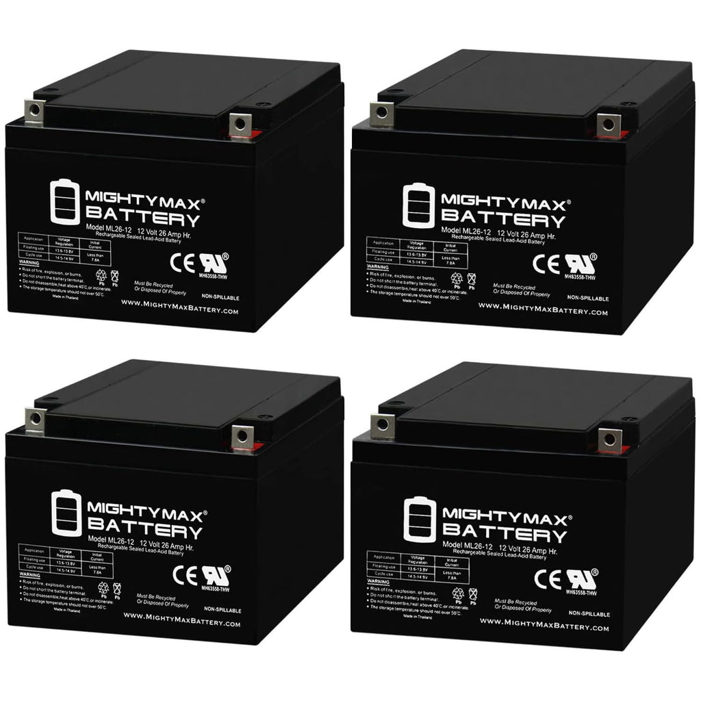 12V 26AH Sealed Lead Acid Battery 4 Pack X82379