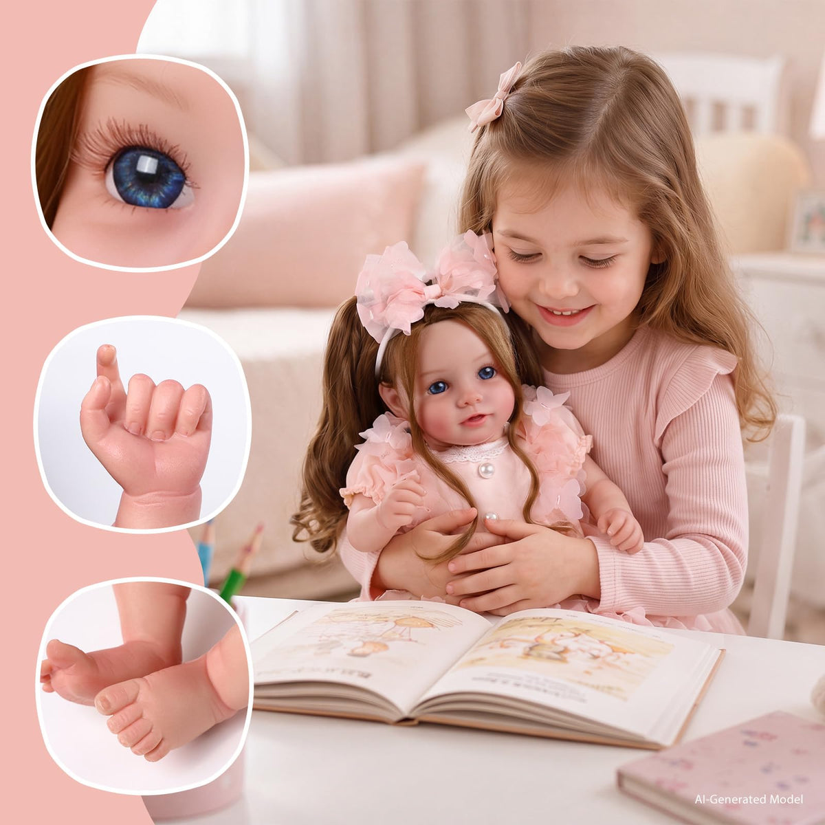 20 Inch Reborn Baby Dolls with Brown Hair Z862427