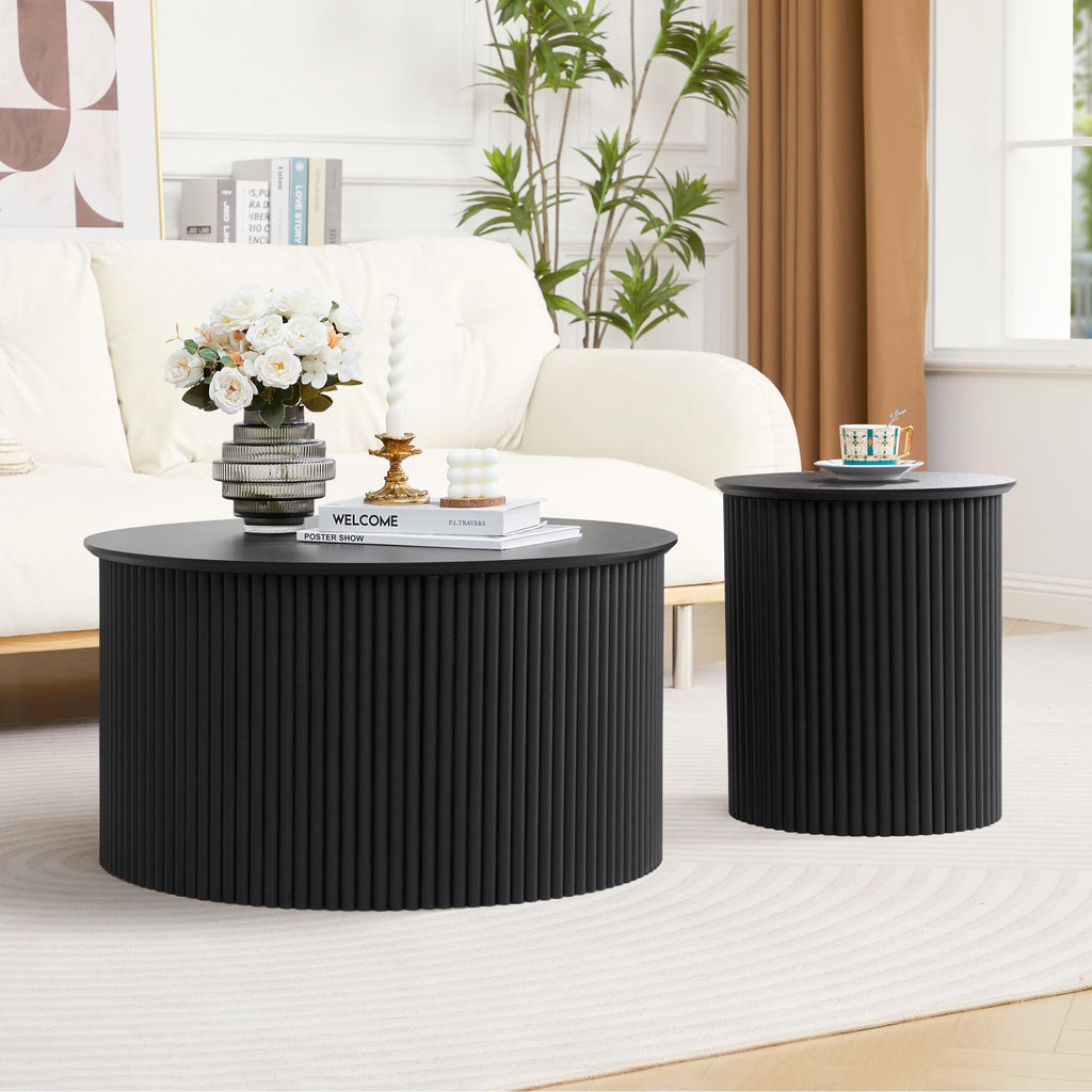 Fluted Round Nesting Coffee Table Set of 2 N858901